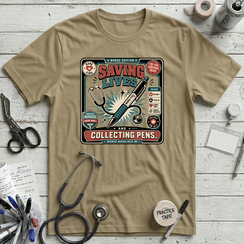 Collecting Pens T-Shirt - Tan
