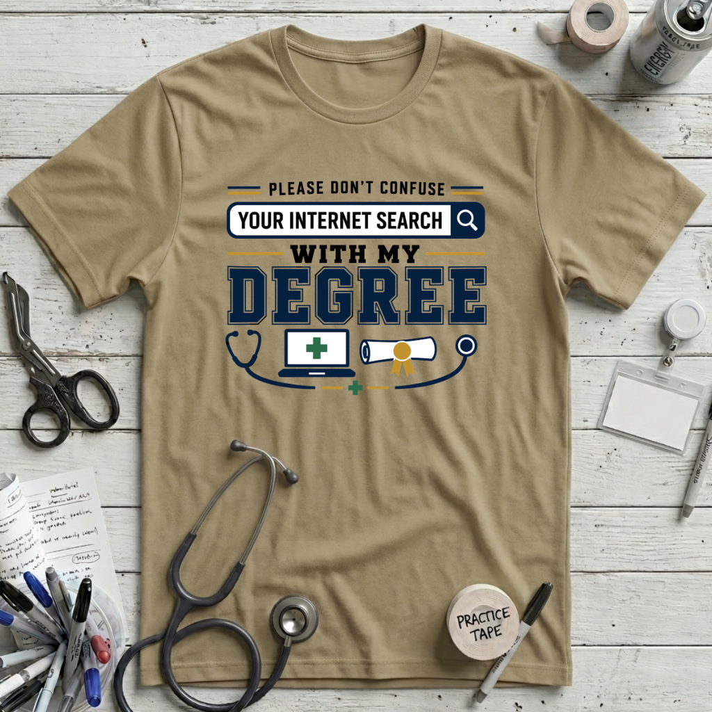 Internet Search and My Degree T-Shirt - Tan