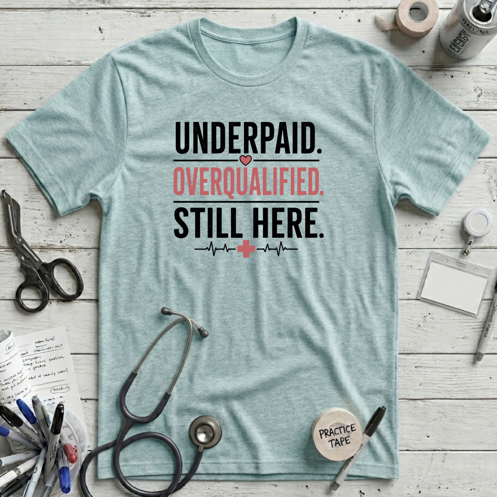 Underpaid T-Shirt - Heather Ice Blue
