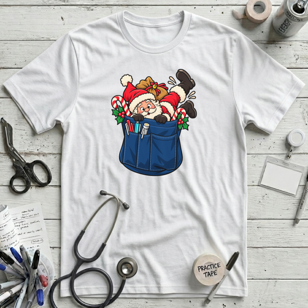 Santa in a Pocket T-Shirt