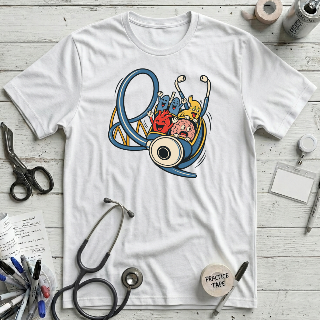 Stethoscope Roller Coaster T-Shirt - White