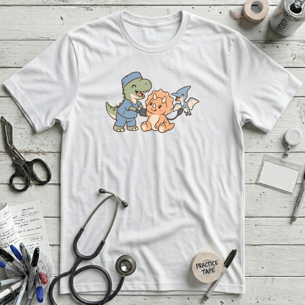 Dinosaur Checkup Crew T-Shirt - White