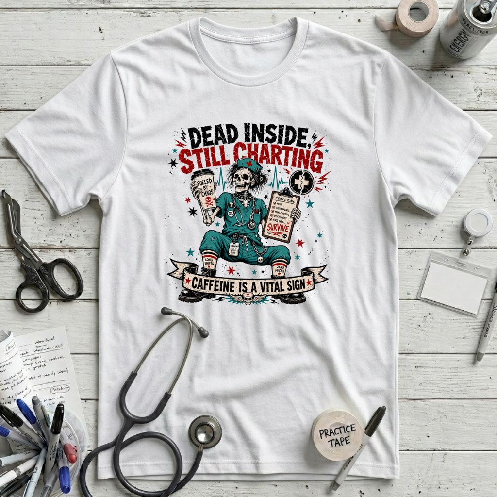 Dead Inside Still Charting T-Shirt - White