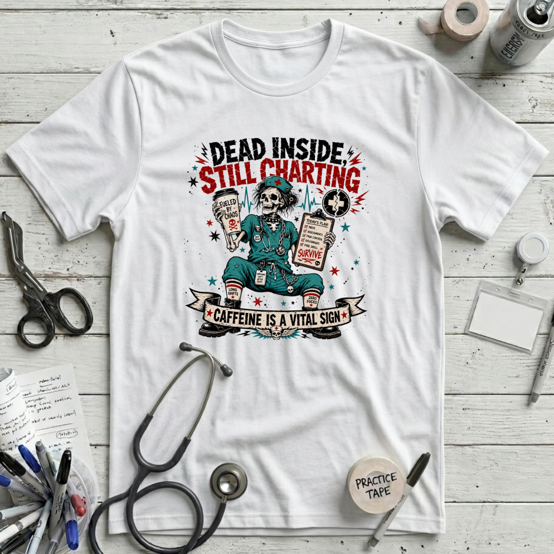 Dead Inside Still Charting T-Shirt - White