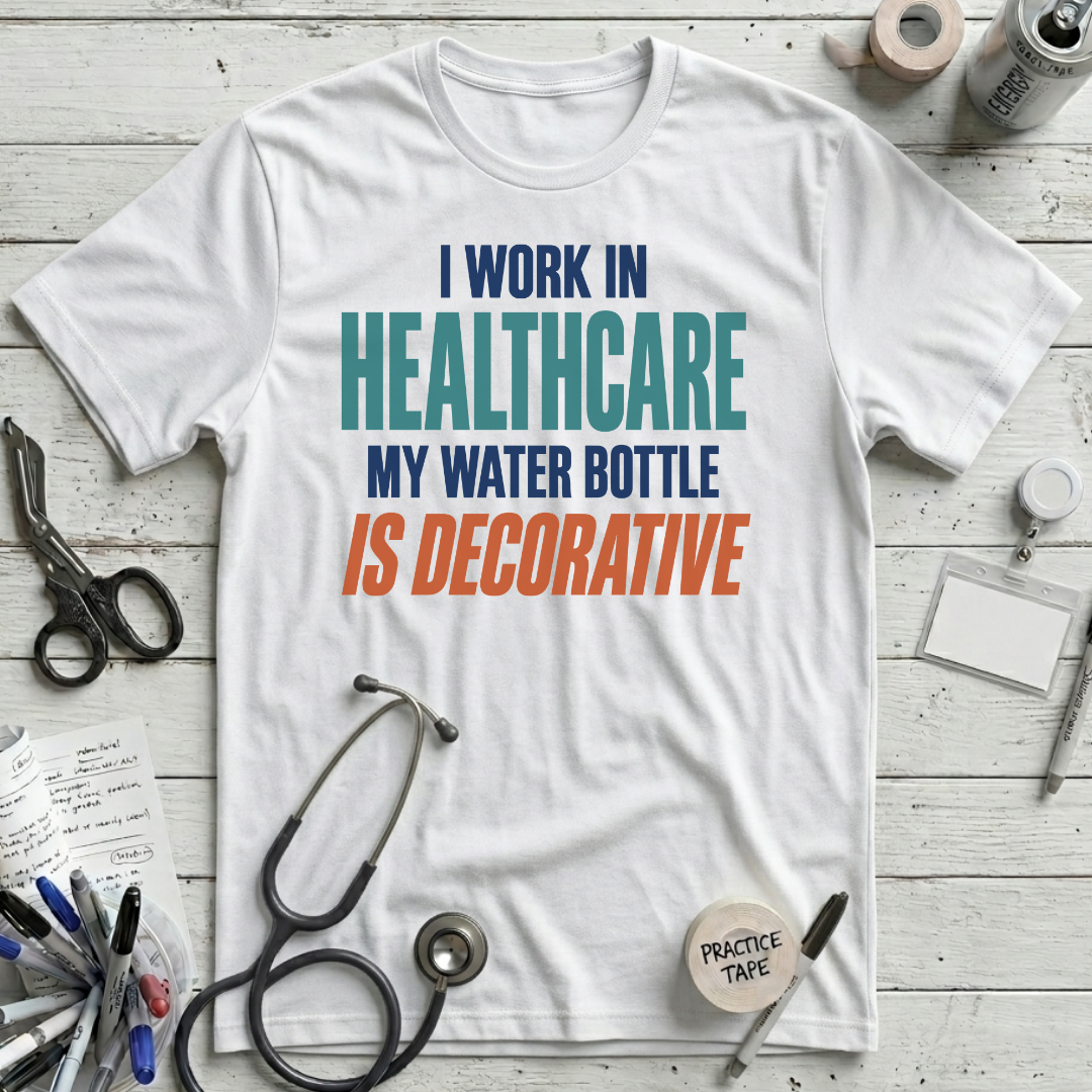 Water Bottle Decorative T-Shirt - White