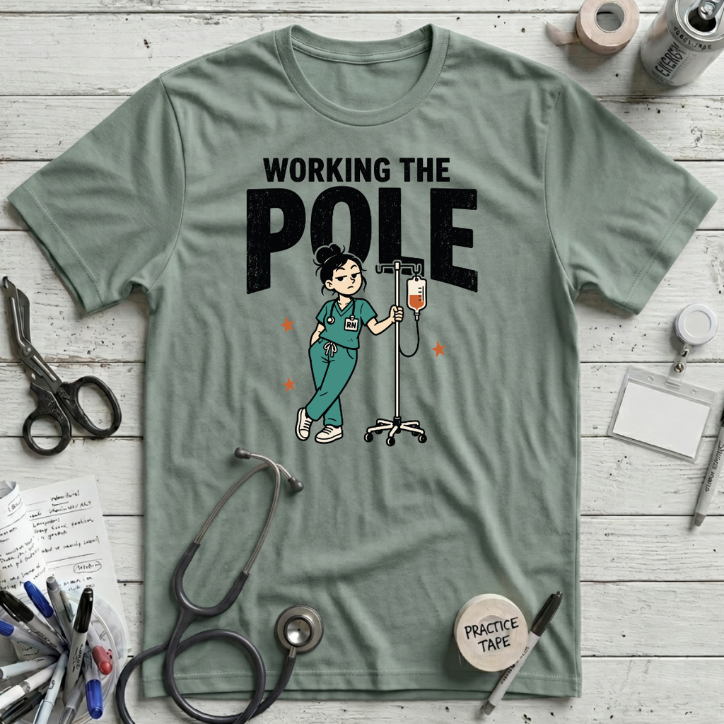Working the Pole T-Shirt - Dusty Blue
