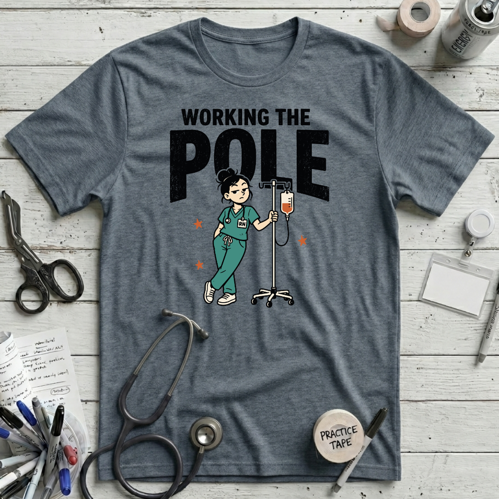Working the Pole T-Shirt - Heather Slate