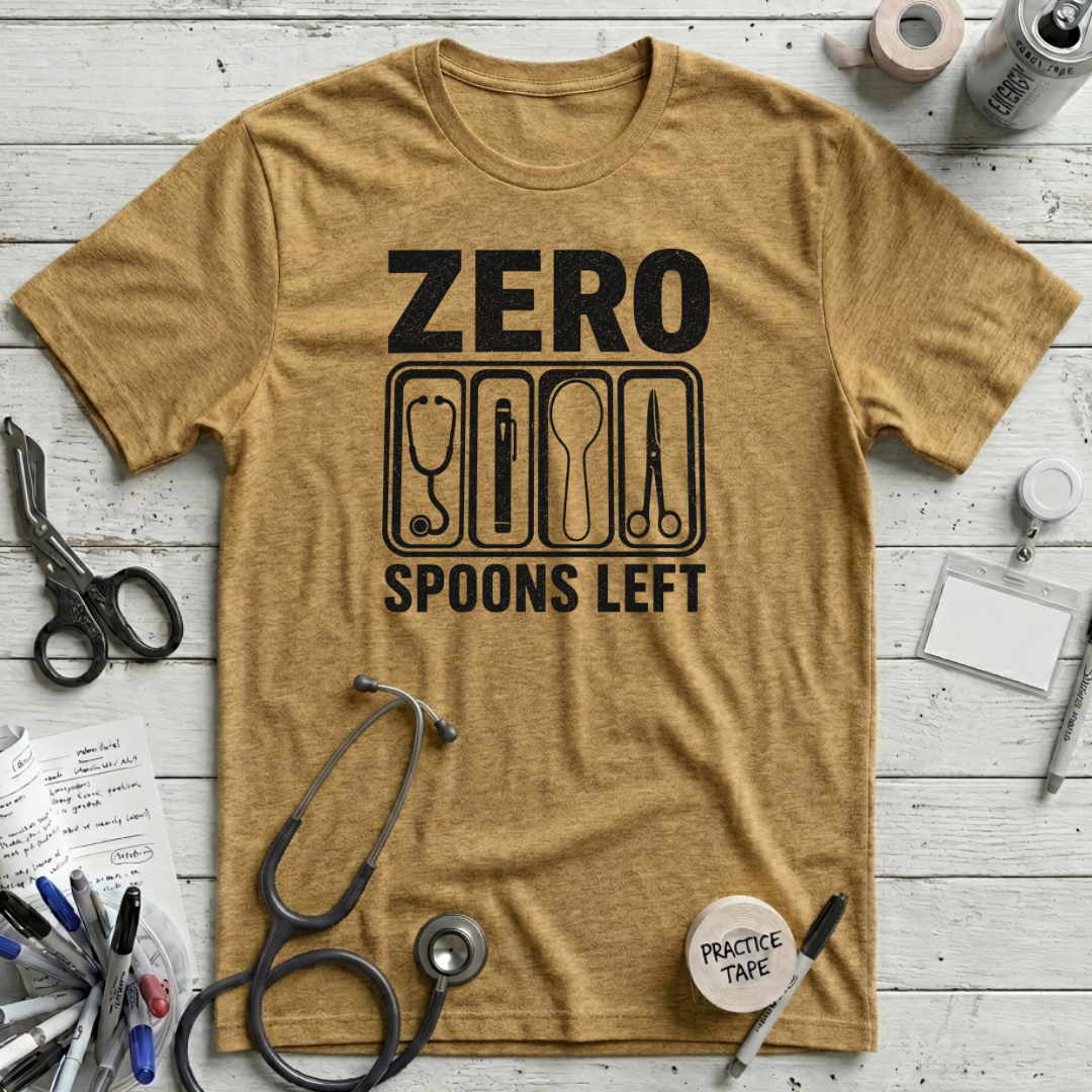 Zero Spoons Left T-Shirt - Heather Mustard