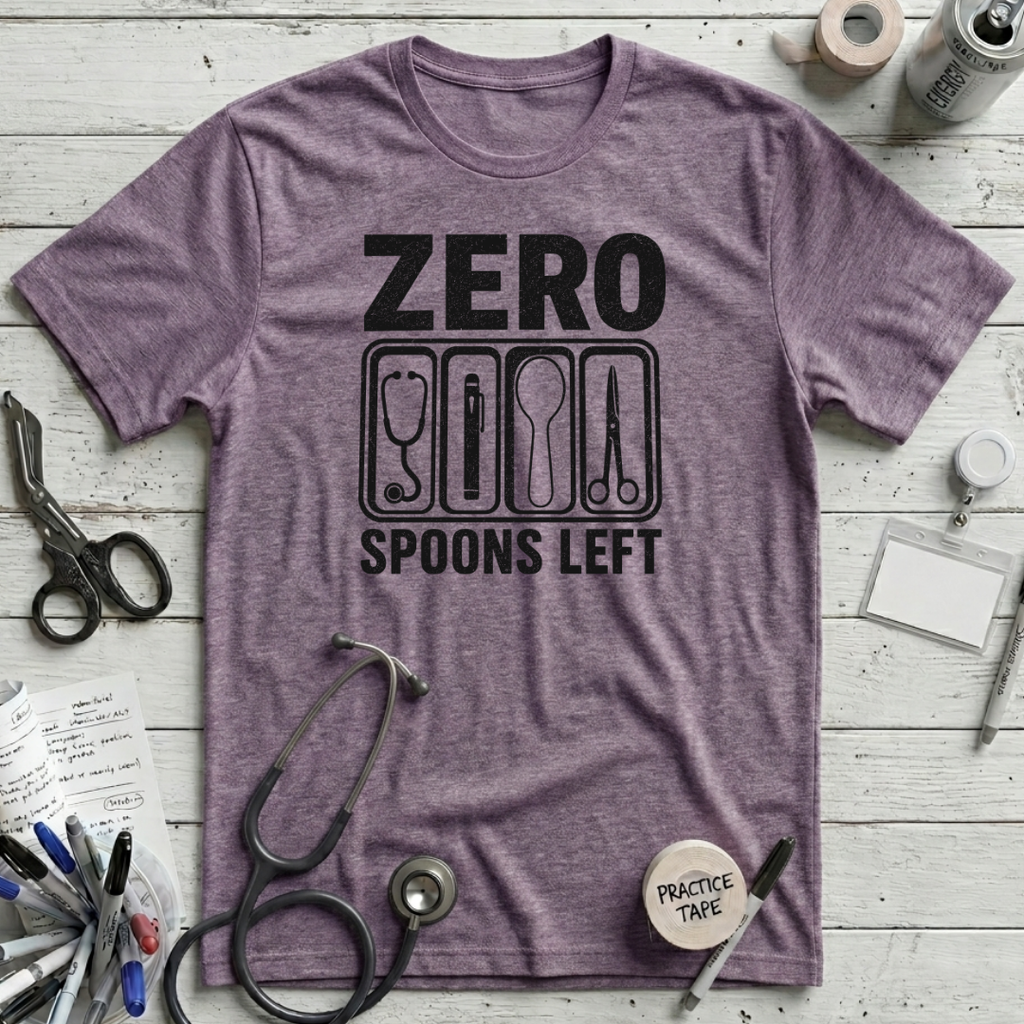 Zero Spoons Left T-Shirt - Heather Purple