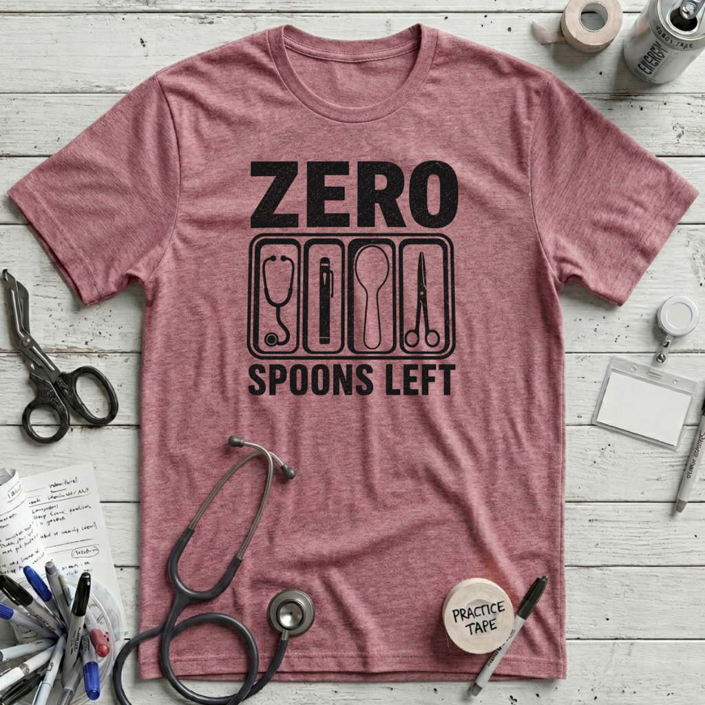 Zero Spoons Left T-Shirt - Heather Raspberry