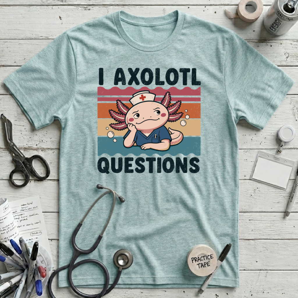 Axolotl Questions T-Shirt - Heather Ice Blue