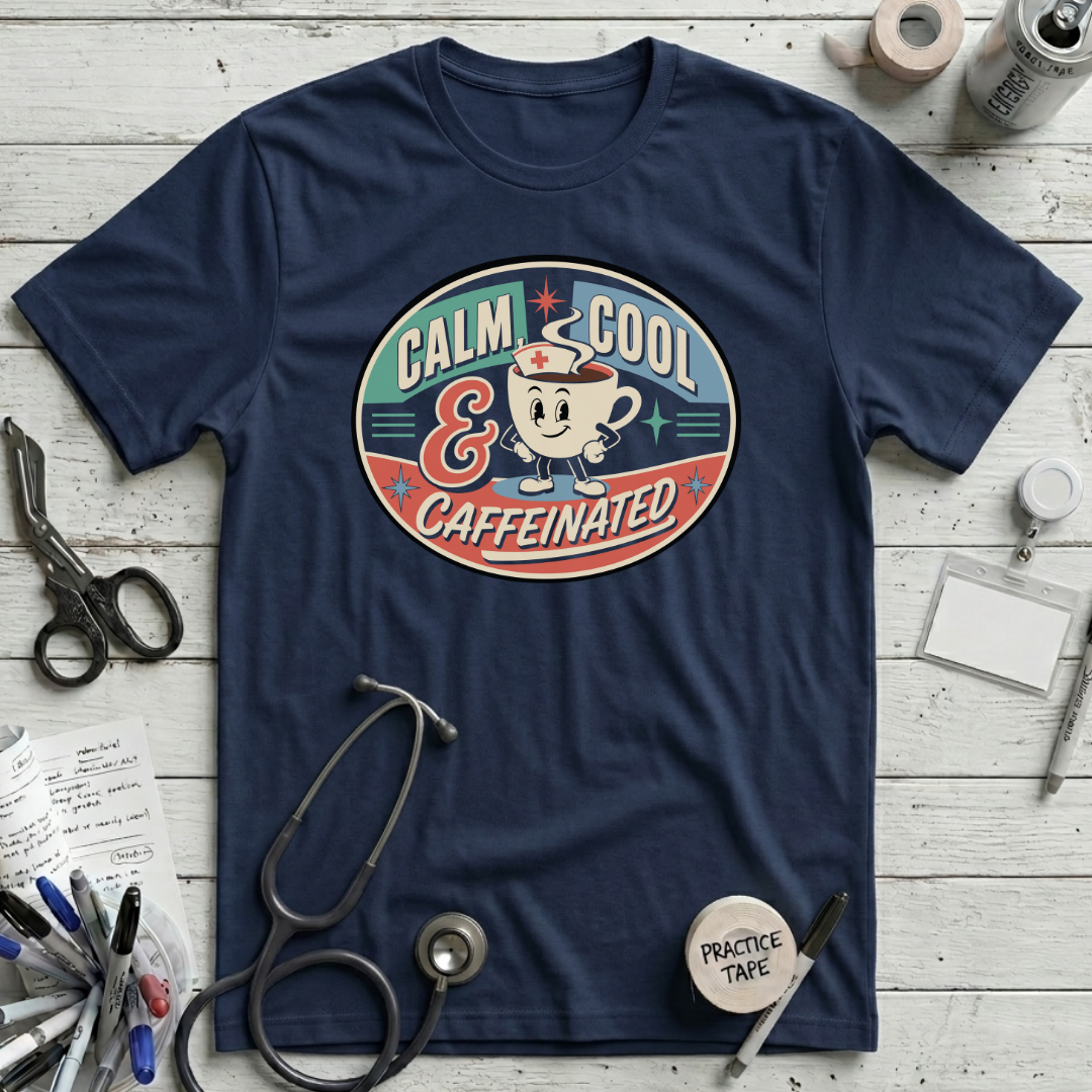 Calm Cool Caffeinated T-Shirt - Navy