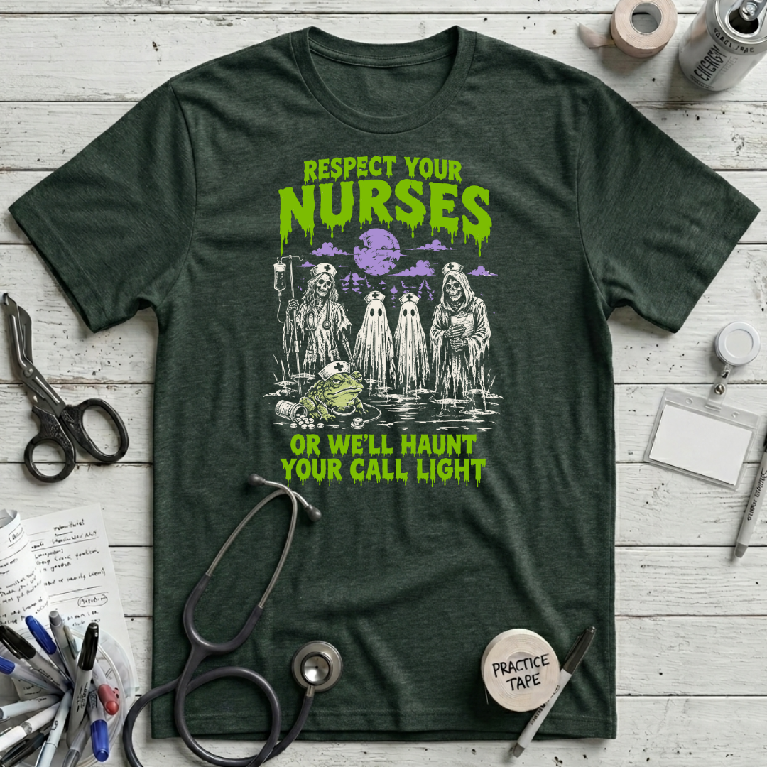 Ghostly Nurses Haunt T-Shirt – Forest