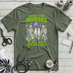 Ghostly Nurses Haunt T-Shirt – Military Green