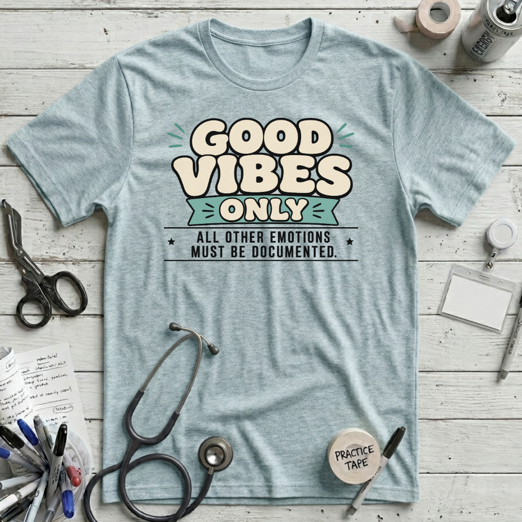 Good Vibes Only T-Shirt - Heather Prism Ice Blue
