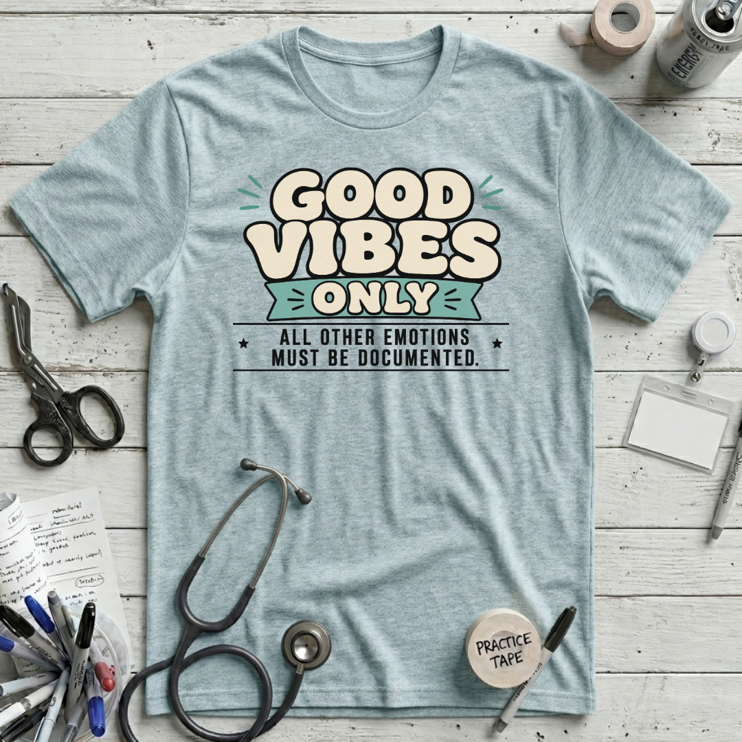 Good Vibes Only T-Shirt - Heather Prism Ice Blue