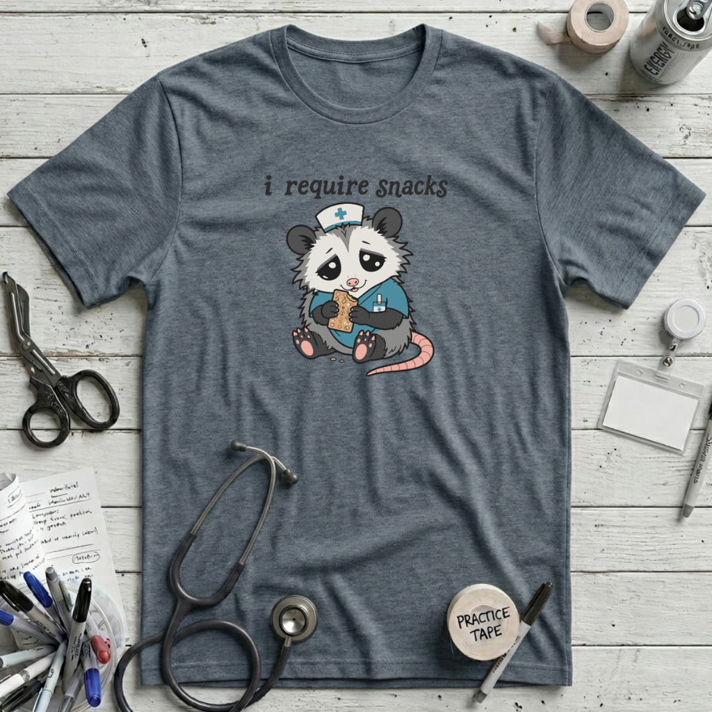 I Require Snacks T-Shirt - Heather Slate