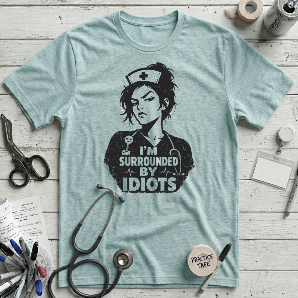 Idiots T-Shirt - Heather Ice Blue