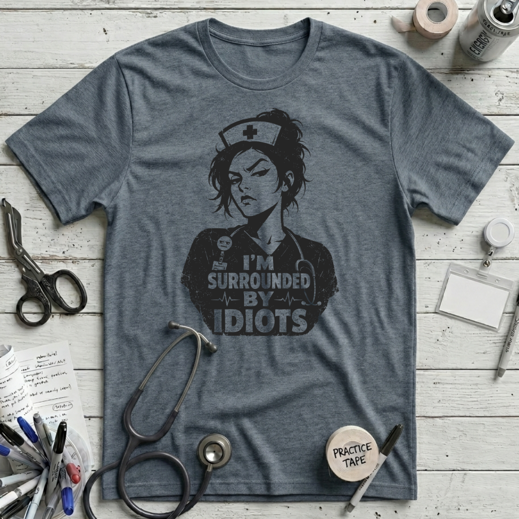 Idiots T-Shirt - Heather Slate
