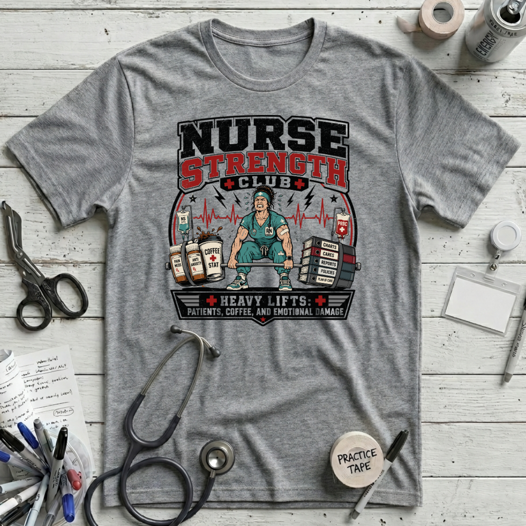 Nurse Strength Club T-Shirt - Athletic Heather