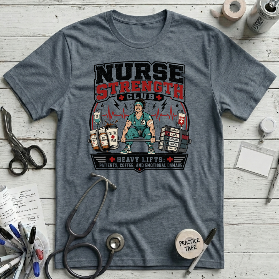 Nurse Strength Club T-Shirt - Heather Slate