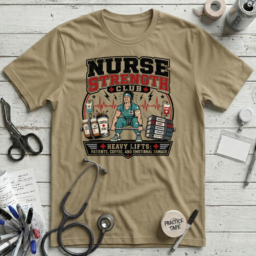 Nurse Strength Club T-Shirt - Tan