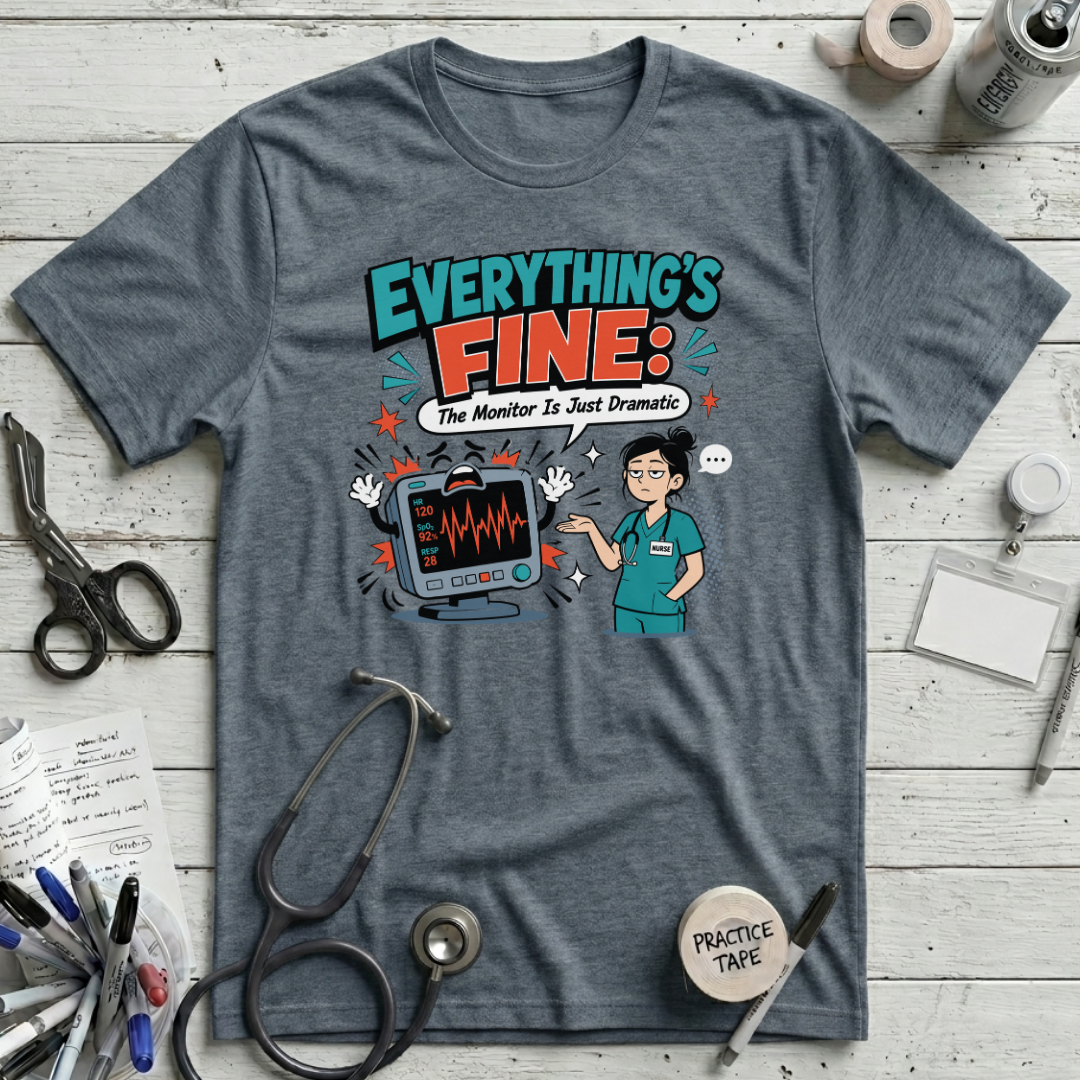 The Monitor is Dramatic T-Shirt - Heather Slate
