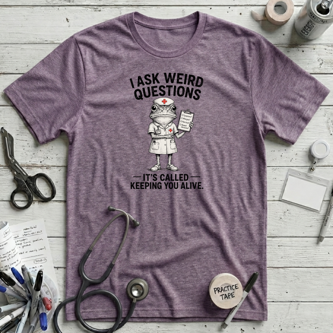 Weird Questions T-Shirt - Heather Purple