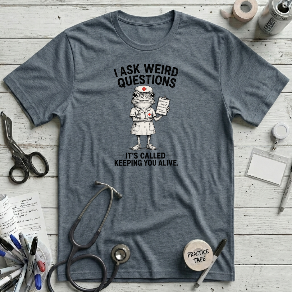 Weird Questions T-Shirt - Heather Slate